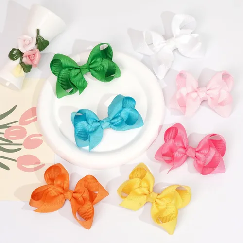 Vista 5 de 20 PIEZAS Lazos para el Cabello de 3 Pulgadas para Niñas Cinta de Grogrén Accesorios para el Cabello de Niñas Pequeñas con Pinzas de Cocodrilo