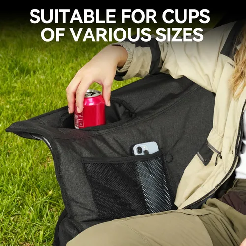 Vista 5 de Huskfirm Silla de campamento doble acolchada, silla de campamento resistente para 2 personas, silla de campamento de gran tamaño con portavasos