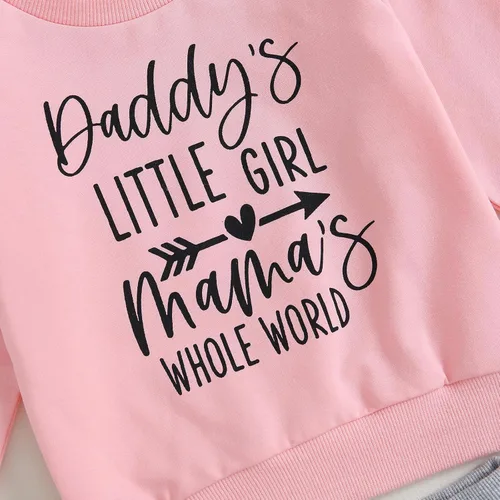 Vista 5 de Conjunto de sudadera de manga larga con estampado de corazón y cordón para el día de San Valentín