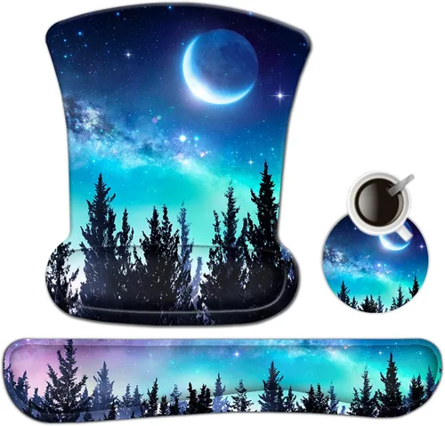Vista 13 de AIMSA Reposamuñecas ergonómico para teclado y alfombrilla para mouse con soporte de muñeca, bonito juego de alfombrillas de espuma viscoelástica