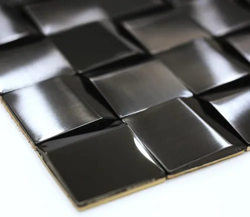 Vista 2 de 5 Láminas de Azulejos Negros de Metal Mosaico para Pared Backsplash Paneles de Pared 3D [5 Pies Cuadrados]