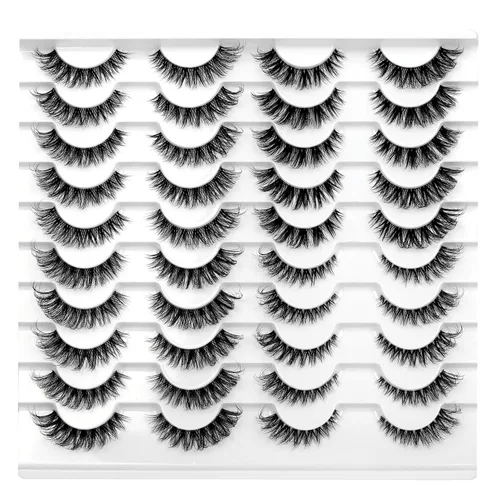 Vista 96 de Pooplunch - Pestañas postizas estilo ojo de gato, extensión de volumen 8D natural, finas, cortas, de visón sintético, tiras de pestañas postizas