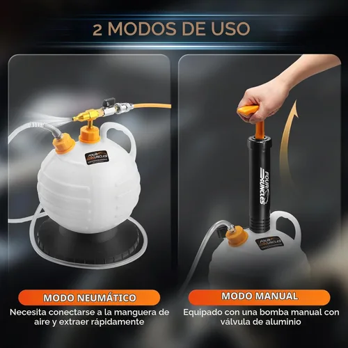 Vista 2 de Bomba extractora de aceite manual y neumática FOUR UNCLES 6L