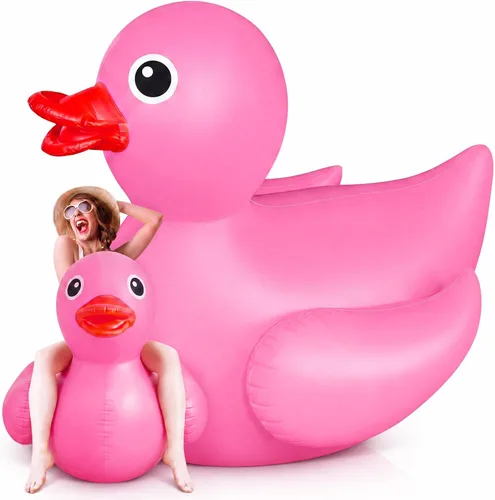 Vista 10 de Hungdao Pato inflable gigante de 5 pies, enorme pato de goma, flotador inflable de piscina para adultos, verano, playa, piscina, decoración de fiesta