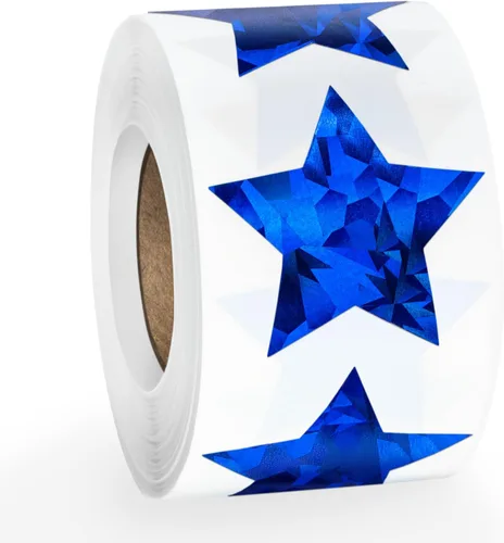 Vista 11 de 500 calcomanías de estrellas multicolor para recompensas infantiles, calcomanías holográficas de estrellas de 1 pulgada para bricolaje