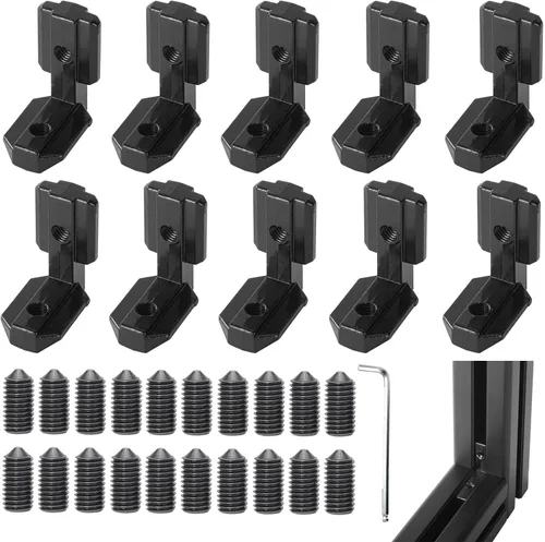 Vista 13 de 4 juegos de soportes de esquina de 4040 con 5 agujeros en forma de L, placas de unión para accesorios de extrusión de aluminio 4040 en negro (L)