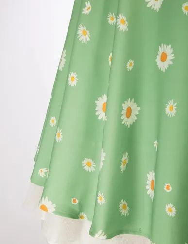 Vista 6 de Belle Poque Vestido vintage sin mangas para mujer, diseño floral, fruncido, lindo, acampanado, con vuelo, largo hasta la rodilla