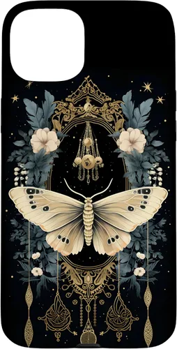 Vista 9 de iPhone 16 Celestial Moth Witchy Butterfly Botanical Moon Boho Flowers Case