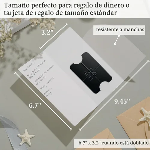 Vista 6 de Elegante juego de tarjetas de dinero estilo cinta con sobres, 20 tarjetas con lámina dorada, 20 sobres, 24 calcomanías de sellado, versátiles