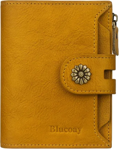 Vista 27 de Billetera para mujeres, billetera de cuero plegable de dos pliegues para mujeres con bloqueo RFID, compacta, tarjetero pequeño con ventana