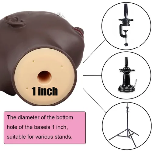 Vista 7 de HAIRWAY Cabeza de maniquí calva para mujer, cabeza de maniquí calva para hacer pelucas y exhibir cabeza de muñeca con pasadores en T gratis