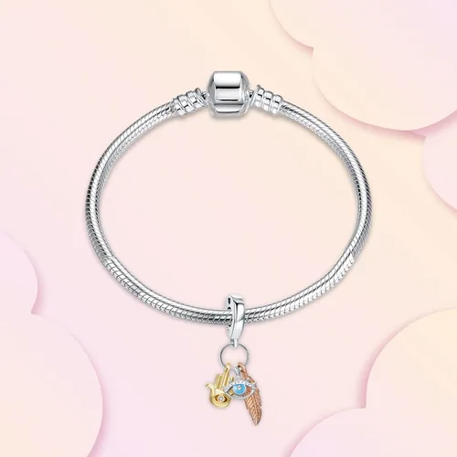 Vista 2 de Annmors Dijes familiares de joyería para mujer, plata de ley 925, colgante con circonita cúbica, cuentas de joyería para niñas, regalos de bricolaje