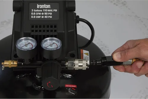 Vista 5 de Ironton Compresor de Aire Tipo Panqueque Sin Aceite, 0.3 HP, 3 Galones, 110 PSI