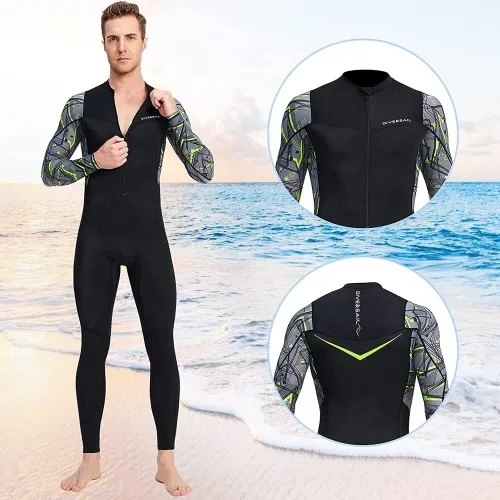Vista 3 de Skins de buceo para mujeres y hombres, traje de baño de cuerpo completo, rashguard, piel de buceo, traje de neopreno delgado, de una pieza, manga