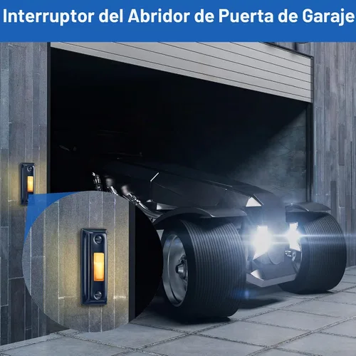 Vista 7 de Dreyoo Botón de timbre de puerta de metal, botón de timbre de puerta con cable de metal resistente con luz LED montada en la pared, botones