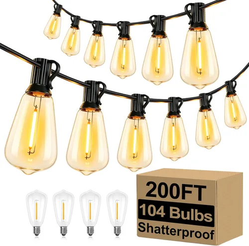 Vista 23 de 50FT Outdoor String Lights 27 Bulbs, Waterproof Patio Lights (Pack of 2)