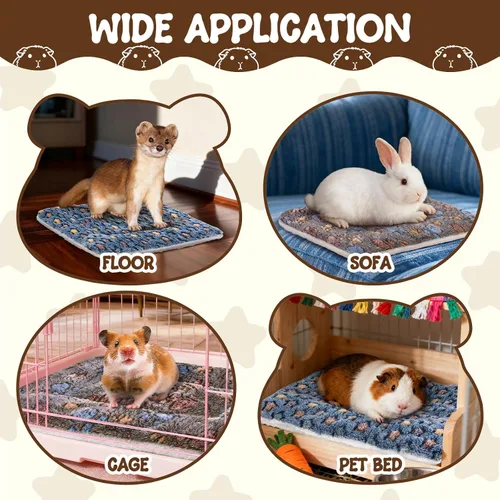 Vista 7 de 2 piezas de cama para conejillo de indias, colchón lavable para conejo pequeño, acolchado para animales pequeños, almohada para conejillo de indias
