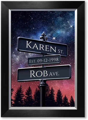 Vista 21 de IPIC - Personalized Framed Canvas with Custom Street Sign in Boston Personalized Street Signs with Names, Custom Canvas Print, Boston Sunset