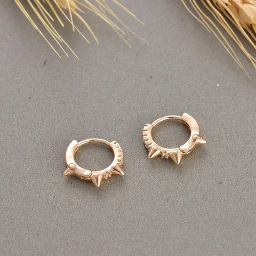 Vista 8 de VACRONA - Aretes tipo arracadas para mujer, chapados en oro de 14 quilates, diseño de aro de arracada