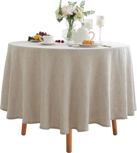 Vista 64 de Linen World - Mantel de lino de otoño de 90 x 60 pulgadas, mantel rectangular lavable de lino francés para comedor, al aire libre, bodas
