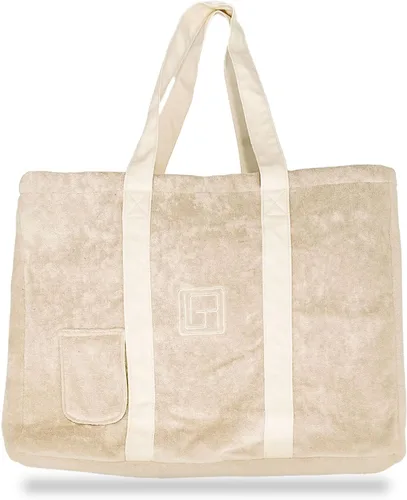 Vista 6 de Baseline IGR Bolsa de mano Bolso grande elegante y versátil Bolsa térmica interna Correa larga de lona Bolso de hombro de moda de playa, biege