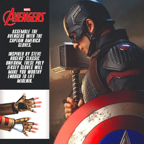 Vista 5 de Jazwares Marvel - Guantes de Capitán América para niños, con licencia oficial del Capitán América, guantes de réplica de poliéster con diseño