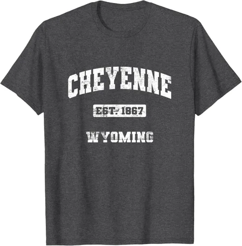 Vista 28 de Cheyenne Wyoming WY vintage state Camiseta de estilo atlético, Negro