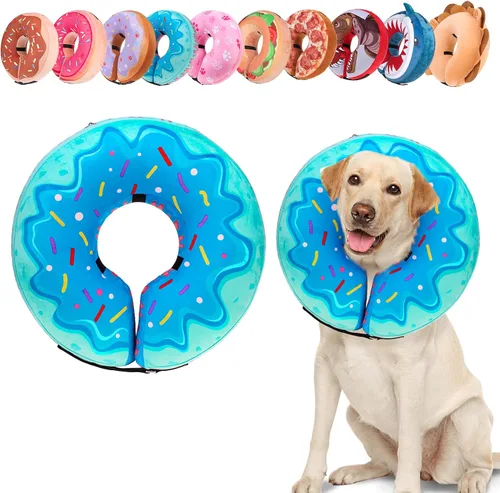 Vista 27 de BEAUTYZOO Alternativa al cono para perro después de la cirugía para perros grandes, medianos y pequeños, collar de cono inflable suave para perros