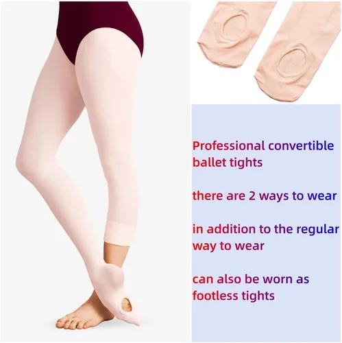 Vista 2 de DIPUG 3 pares de mallas de ballet convertibles para niñas (niñosniños)