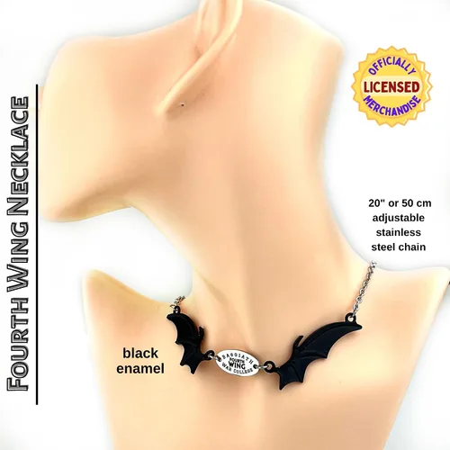 Vista 7 de CUARTA ALA Rebecca Yarros Basgiath War College Dragon Wing Collar con colgante de ala de dragón con licencia