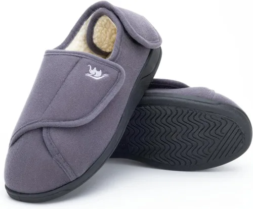 Vista 6 de Pantuflas diabéticas para mujer, zapatos de linfedema, zapatos para edema, pies hinchados, con velcro para interiores y exteriores, zapatos