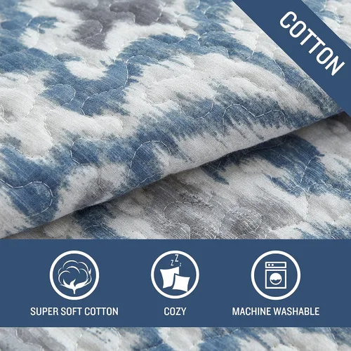 Vista 5 de Tommy Bahama - Juego de edredón de tamaño queen, ropa de cama reversible de algodón con funda de almohada a juego, juego de ropa de cama súper suave