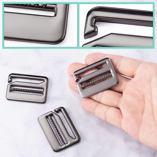 Vista 4 de HINZIC 3 hebillas onduladas con gancho en G de 1.48 pulgadas de metal fuerte bloqueo de escalera Tri-Glide Tensión hebilla deslizante correas