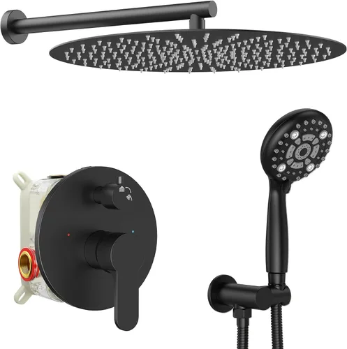 Vista 10 de SR SUN RISE Grifo de ducha – Sistema de cabezal de ducha multifuncional de alta presión de 10 pulgadas con accesorios de cabezal de ducha de mano