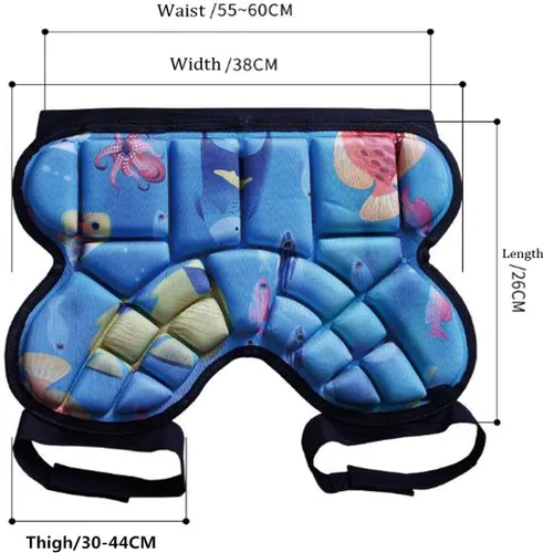Vista 3 de Topeter Pantalones cortos de protección de cadera para niños, almohadilla protectora para el trasero, protector deportivo Azul