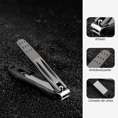 Vista 5 de FERYES Cortaúñas 3 en 1 para uñas de los dedos con recolector de uñas sin salpicaduras y caja de almacenamiento de metal - Cortaúñas para uñas