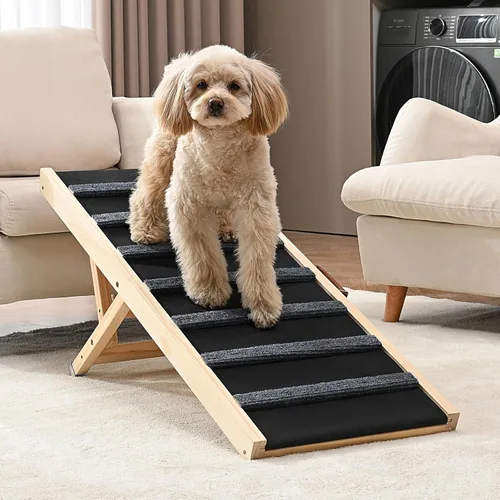 Vista 8 de VEVOR Rampa para Perros, Rampa Plegable para Mascotas para Cama, Rampa Ajustable para Perros Pequeños, Grandes, Viejos y Gatos, Rampa de Madera