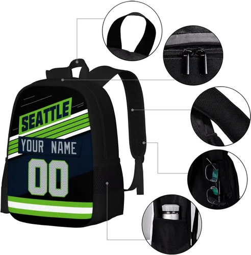 Vista 4 de KREDE Mochila Seattle - Bolsas personalizadas para hombres y mujeres, Negro 01