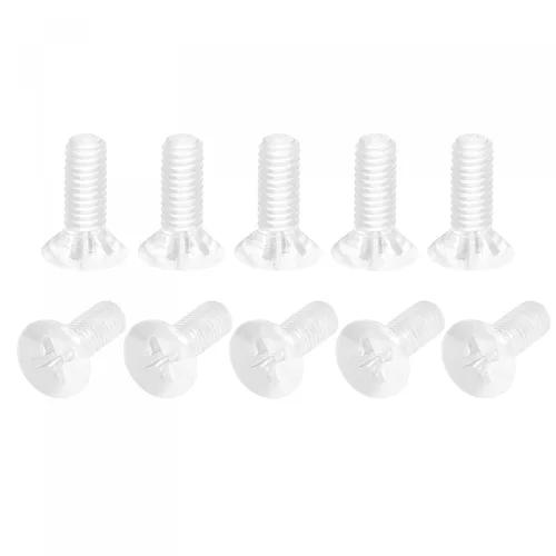 Vista 15 de uxcell Tornillos plásticos de la máquina Phillips de M4 x 19.7 ft m, pernos de máquina de cabeza plana de la PC transparentes 25pcs