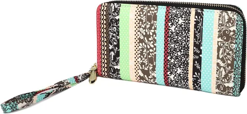 Vista 52 de Cartera de mano para mujer, estilo bohemio, con RFID, elegante, espaciosa con correa para viajes, capacidad para tarjetas, teléfono, dinero