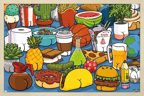 Vista 7 de Trends International Brian Cook: Butts on Things - Póster de pared de alimentos, 22.4 pulgadas de largo x 14.7 pulgadas, versión enmarcada de madera