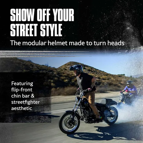 Vista 2 de Simpson Mod Bandit Modular Motorcycle Helmet - DOT & ECE Certified - Flip Front, Comms Ready, Internal Sun Shield and External Clear Face Shield