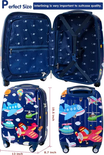 Vista 7 de Maleta de mano para niños con 4 ruedas, funda rígida para que los niños pequeños viajen, B-PLA, Katong