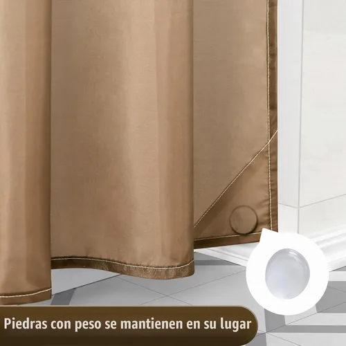 Vista 6 de OLANLY Juego de cortinas de ducha de lujo beige y blanco degradado con 12 ganchos, cortinas de ducha decorativas impermeables y lavables para baño