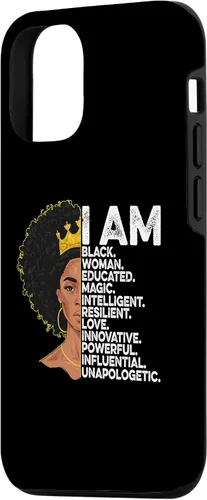 Vista 2 de Funda para iPhone 15 con texto en inglés "I Am Black Woman Educated Black History Month Black Girl