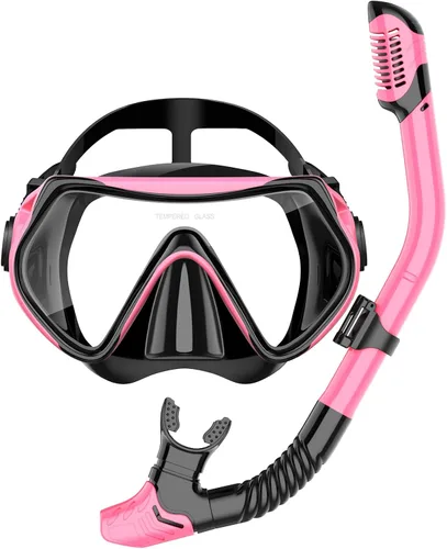 Vista 9 de Equipo de esnórquel para adultos, conjunto de esnórquel máscara de buceo con tubo seco superior, gafas de natación para adultos con cubierta nasal