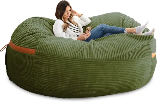 Vista 71 de Big Joe Fuf Silla Puf de Espuma de 5 Pies de Tamaño Extra Grande con Funda Extraíble para Niños, Adolescentes, Adultos, Onyx Lenox, Poliéster Tejido