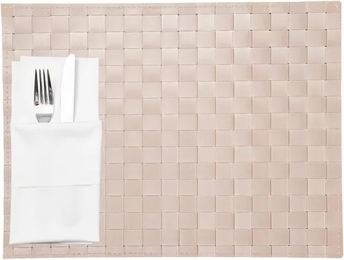Vista 13 de Restaurantware Juego de 6 manteles individuales rectangulares para mesa de comedor de 16 x 12 pulgadas, a rayas, fáciles de limpiar, de plástico Con
