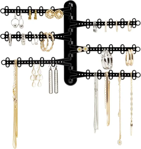 Vista 12 de All Hung Up Organizador de joyas de pared de 6 niveles y 6 pulgadas, tiras Command incluidas para colgar fácilmente, organizador de aretes de 120