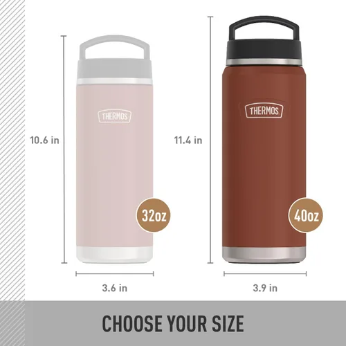 Vista 5 de THERMOS ICON SERIES - Botella de agua con tapa superior de rosca, 40 onzas, sillín - Botella de agua de acero inoxidable aislada al vacío con tapa